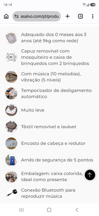 Espreguiçadeira Baloiço de Bebé