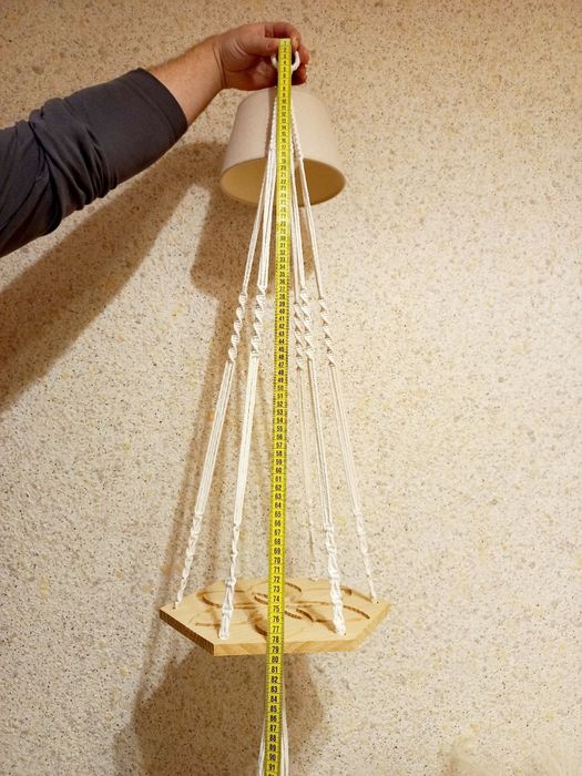 Підвісна полиця для квітів макраме бохо біла кашпо кошик плетений