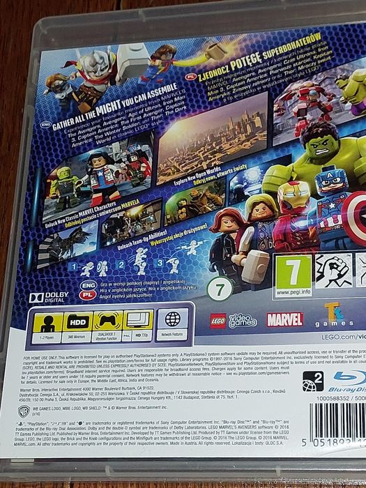 Gra na konsolę Sony PS3 Dla dzieci Gra PS3 LEGO MARVEL AVENGERS pegi 7