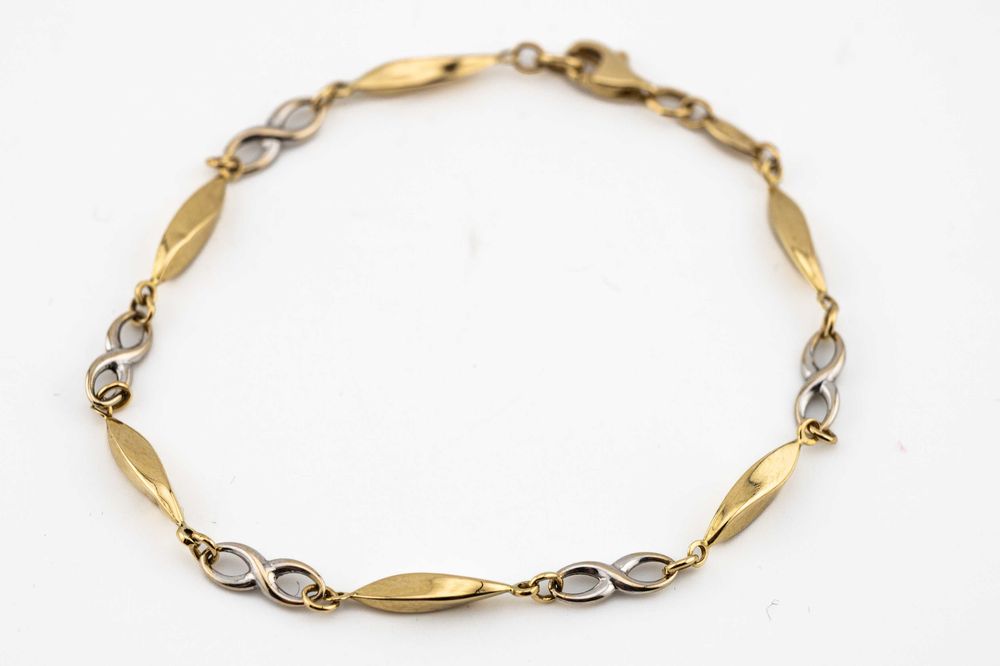 Wspaniała bransoletka z łączonego złota 585 infinity nieskończoność 19 cm