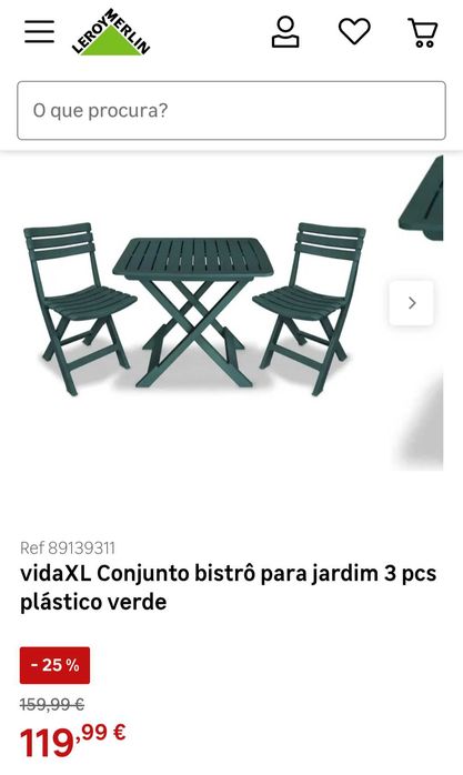 Conjunto bistrô para jardim 3 peças plástico verde