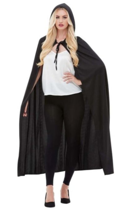Czarna peleryna długa halloween