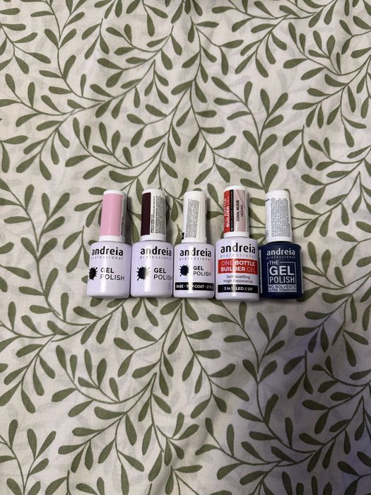 Lote 5 Vernizes Gel Andreia Professional (Gel Polish + Builder Gel + Base/Top Coat)