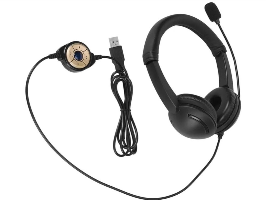 Słuchawki USB z mikrofonem do call center, biura, pracy zdalnej
