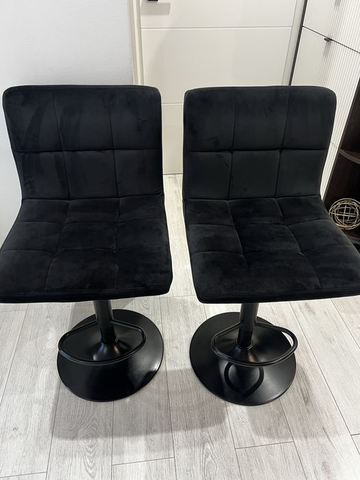 Hokery do kuchni - czarny welur