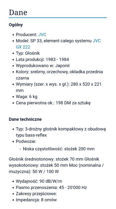 Komuny głośnikowe JVC S-P33