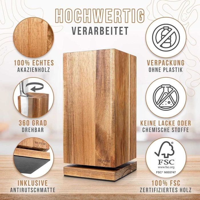 Дерев'яний магнітний тримач для ножів.