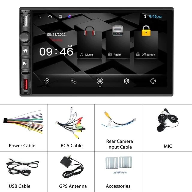 Rádio 7" Android 13 Touch 2/32GB Carplay GPS wifi USB FM Android Auto