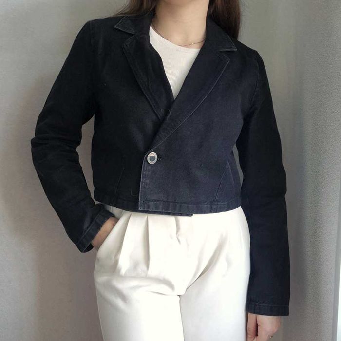 Джинсовка укорочена чорна COLINS