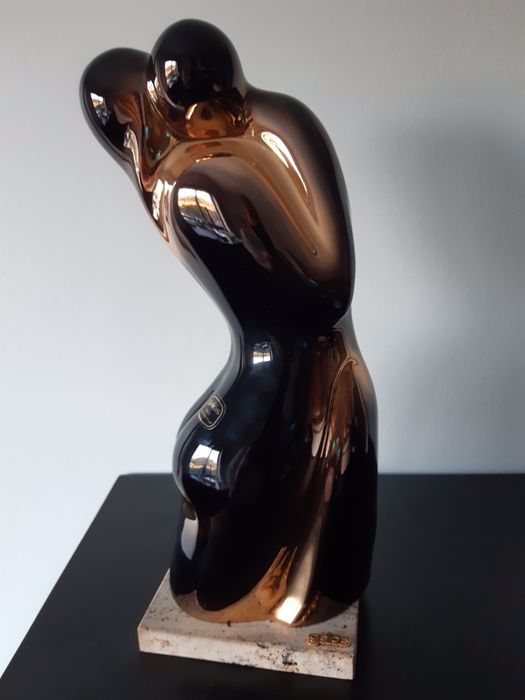 Estatueta Porcelana Vintage Galos - com metais preciosos