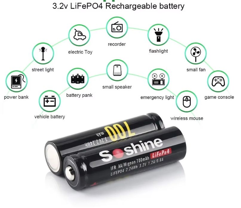 Акумулятор Soshine 14500 LiFePO4 3.2V 700mAh (AA)