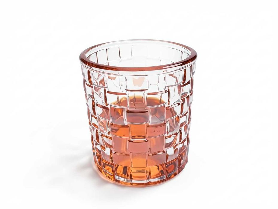 A068 Szklany Świecznik Różowy Osłonka Różowa Na Świecę Tealight Plecionka Szklana Styl Retro Glamour Elegancka Świeczka Dekoracja Do Domu 6,5 cm