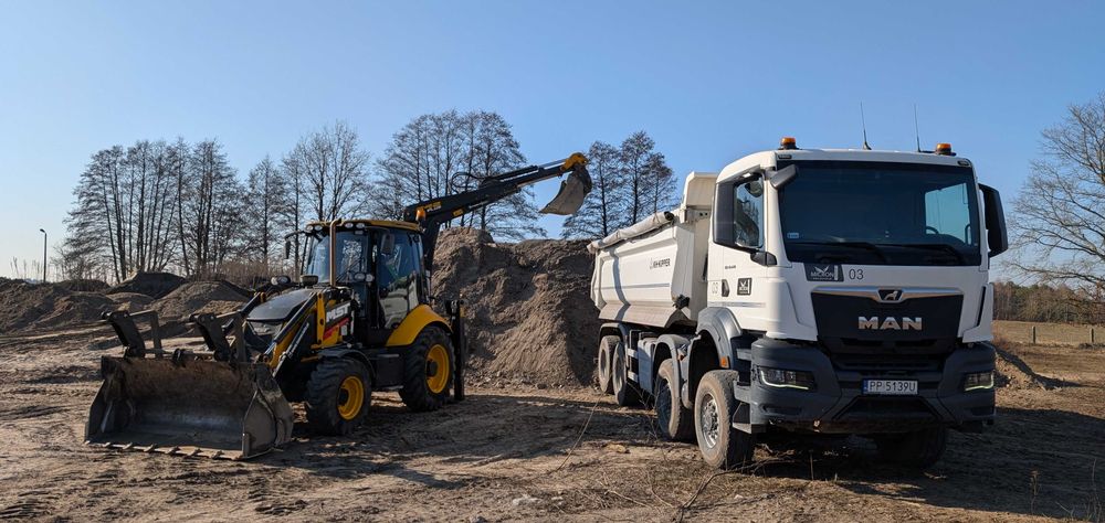 Usługi transportowe, roboty ziemne koparko ładowarką