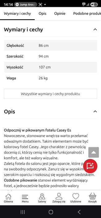Fotel uszak welurowy Casey  Black red White