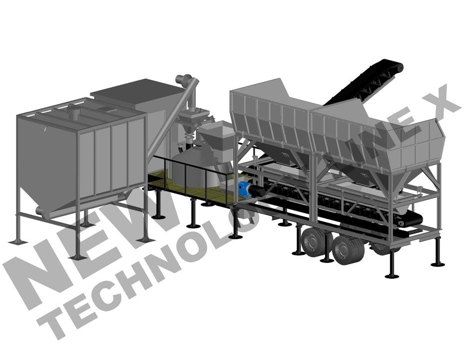 Mini węzeł betoniarski mobilny, produkcja betonu, silos cementu