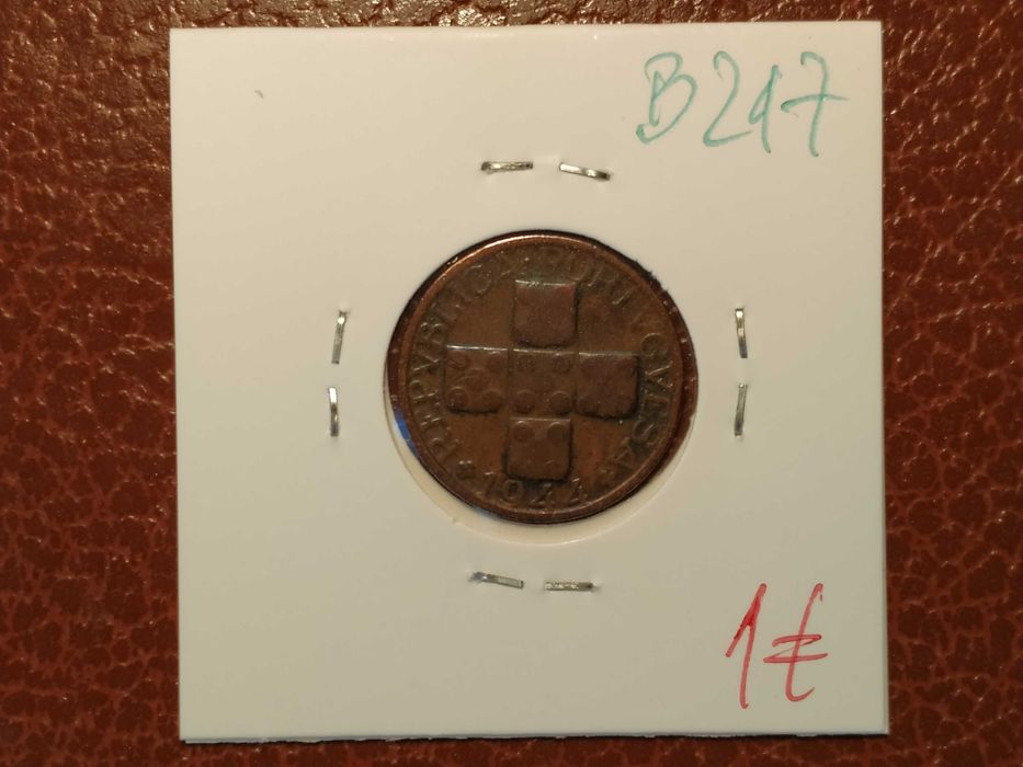 B217 moeda de XX (20) centavos de 1944, em bronze - Portugal