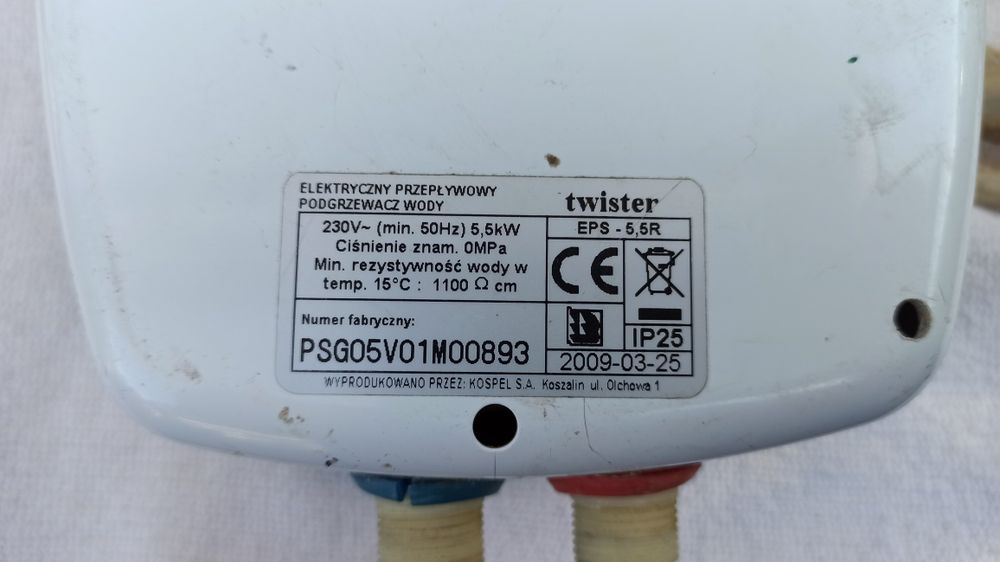 Twister DELPO 4kW przepływowy podgrzewacz wody