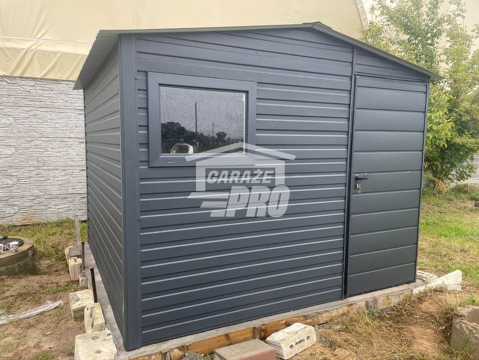 Domek Ogrodowy 3x3 Drzwi Okno Dach dwuspadowy Antracyt GP228