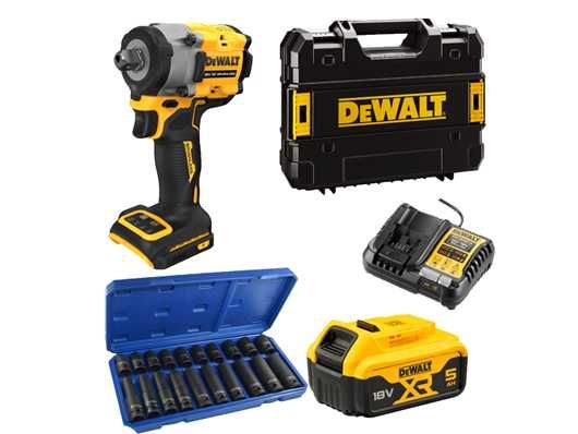 DeWalt Klucz udarowy 1/2" 18V 406/610NM DCF922N 5Ah Ładowarka Nasadki