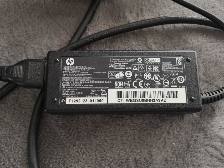 Ładowarka zasilacz do laptopa hp z pinem bolcem 65 w 18.5 V 3,5 A