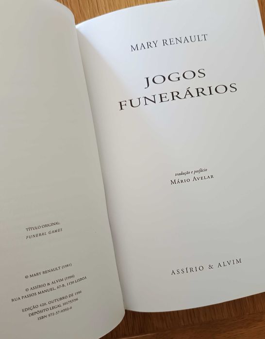 Mary Renault - Jogos Funerários (portes incluídos)