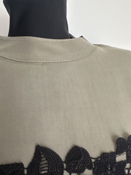 Zielona damska bluzka elegancka z koronką khaki do pracy S 36 M MiLady