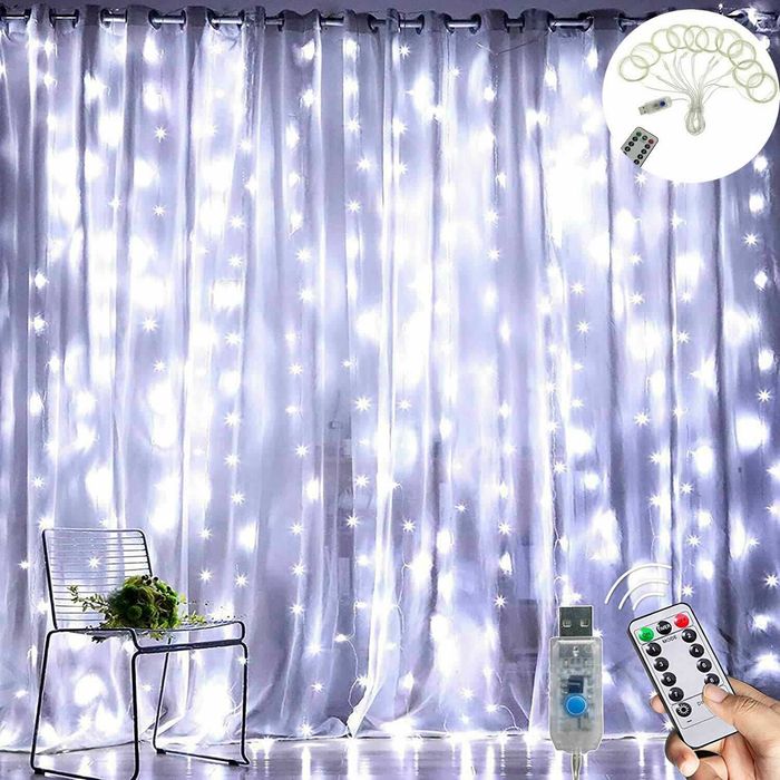 1x kurtyna zimna 3x3 300 led 1x kurtyna multikolor 3x3 300 led