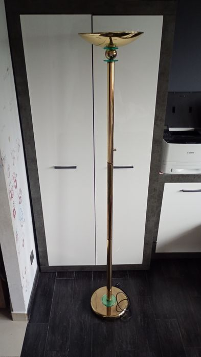 Lampa podłogowa drewniana metalowa  prl abażur loft vintage