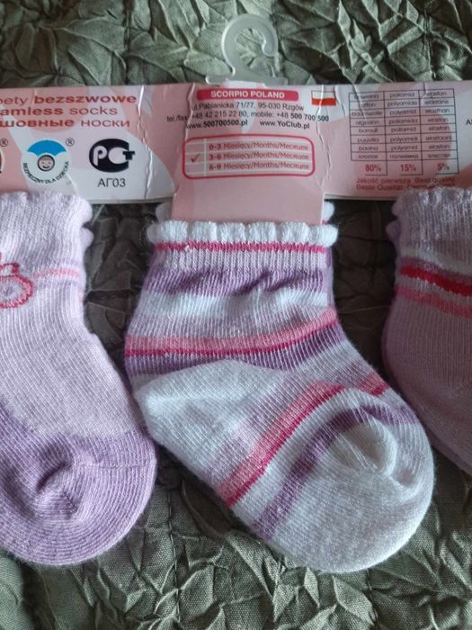 3pak skarpetki 3-6 miesięcy nowe
