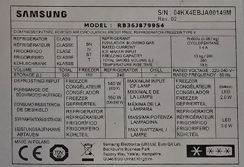 Lodówka Samsung Chef Collection RB36J8799S4