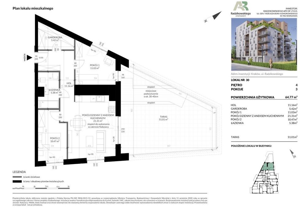 3 pokojowy apartament z tarasem
