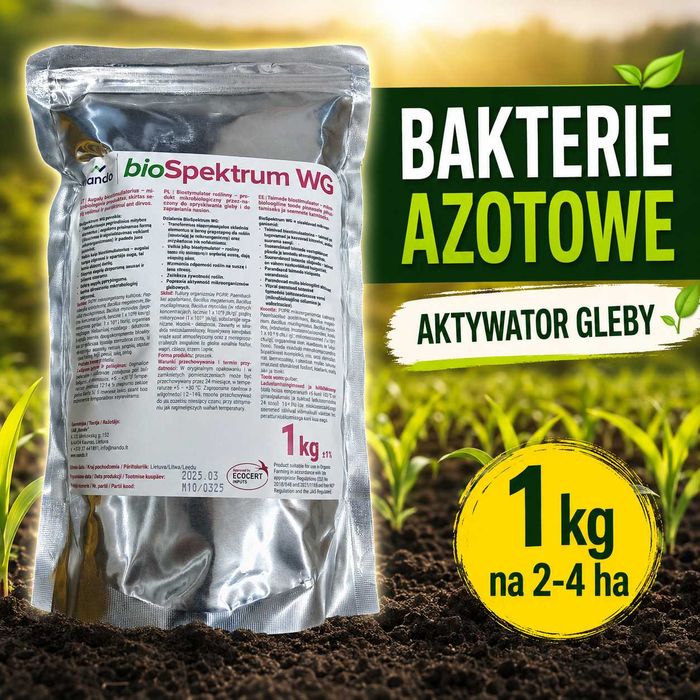 Biospektrum WG , bakterie azotowe, aktywator gleby, 1 kg na 4 hektary, zwiększa potencjał twoich upraw.