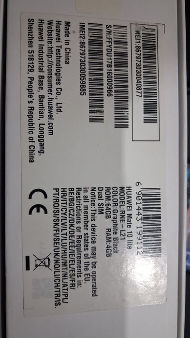 Huawei mate 10 lite , Ram 64gb / 4 GB , dual SIM