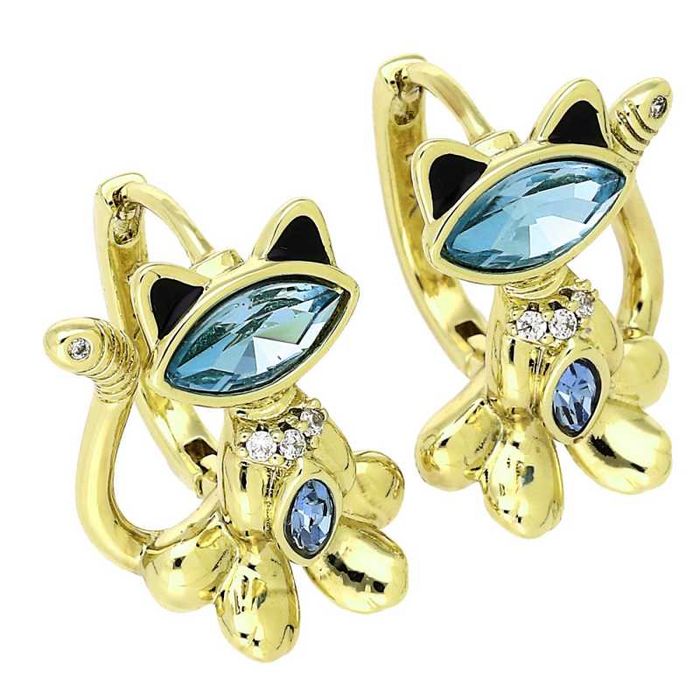 89225 Kolczyki 14k pozłacane 18/13 MM SAPPHIRE LIGHT CRYSTAL Swarovski