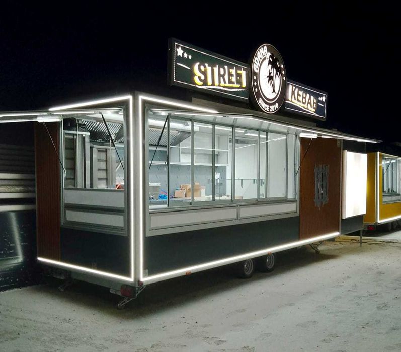 FoodTruck przyczepa kebab wyposażona 6,2x2,3x2,3m pod klucz