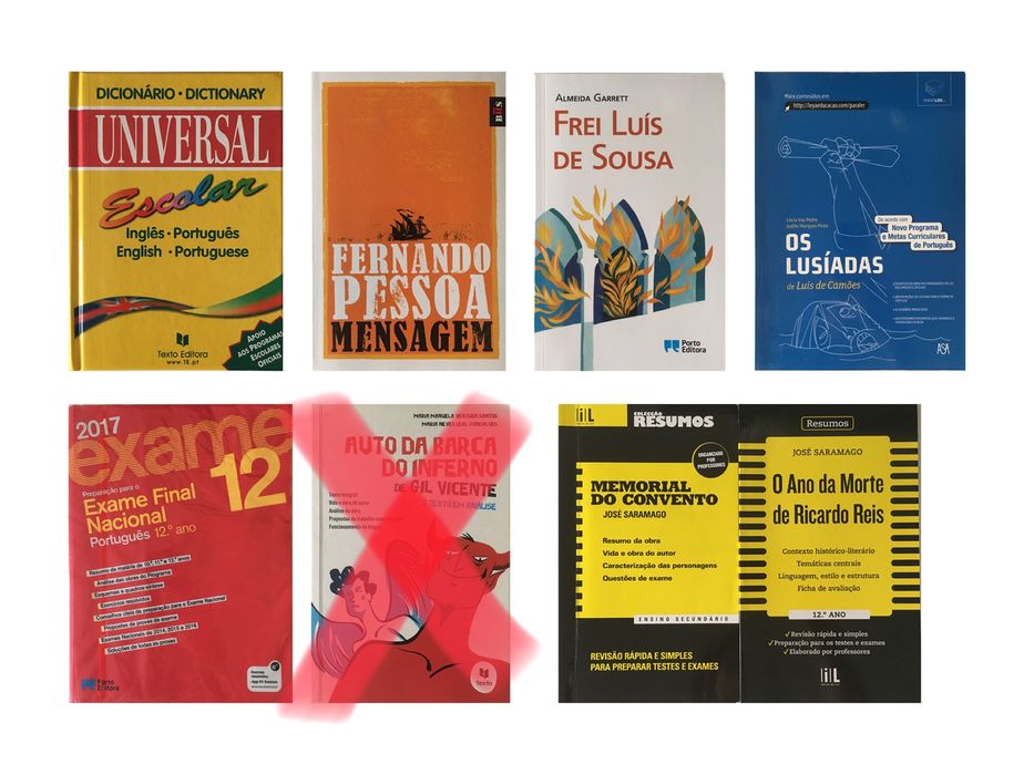Livros (Mensagem, Frei, Memorial, Ricardo Reis, Exame, Lusíadas)