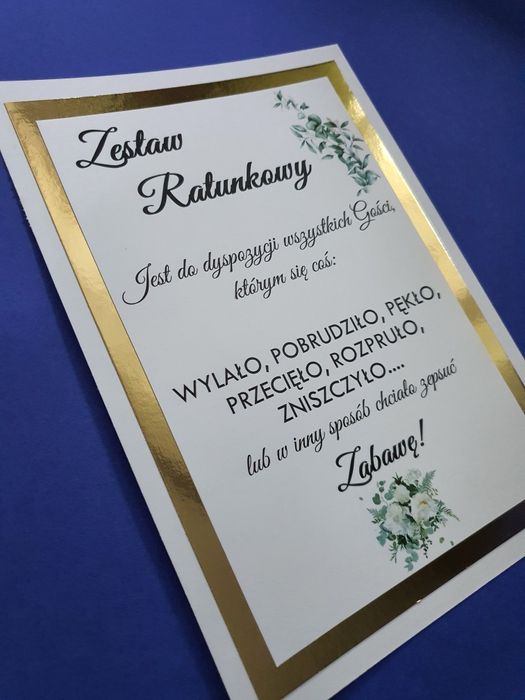 Karta do koszyka ratunkowego A4 wesele