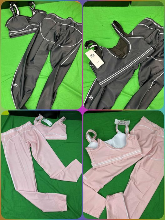 Luksusowy komplet Alo Yoga damski dres legginsy + top fitness NOWY