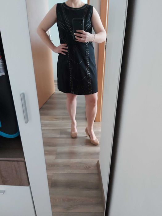 Sukienka tunika czarna 44 /46 XXL C&AJESSICA dzianinowa luźna oversize