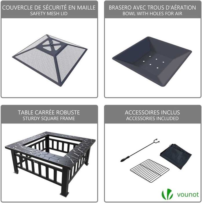 Braseiro exterior, 81 x 81 x 45 cm