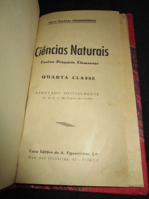Livro Ciências Naturais 4ª classe Série Escolar Figueirinhas 1940