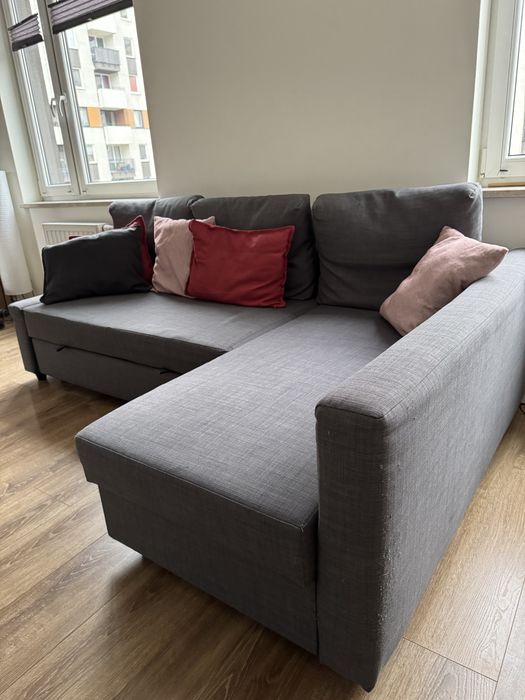 Narożnik łóżko sofa IKEA FRIHETEN z funkcją spania szary szara schowek