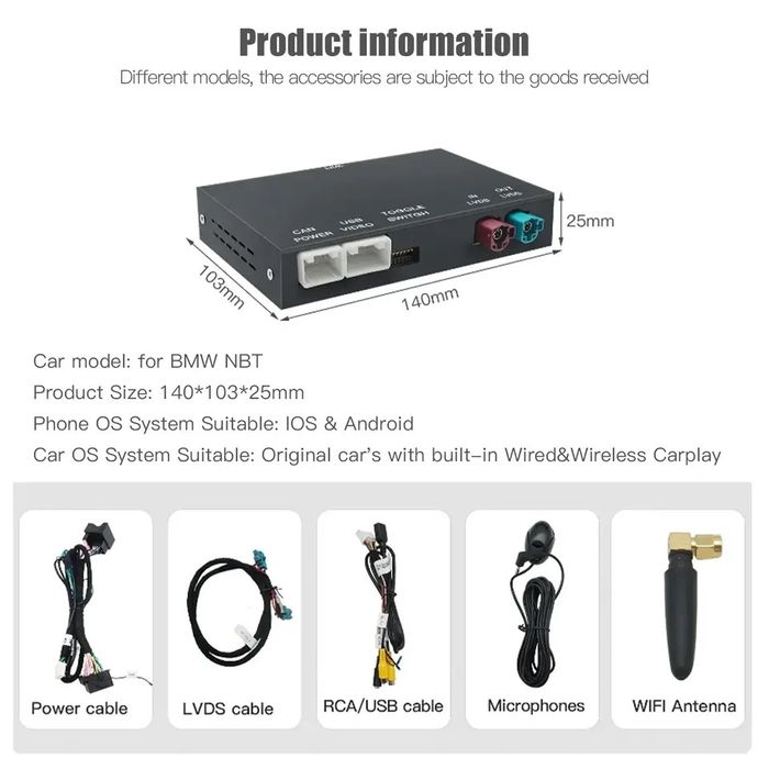 Комплект Carplay Android Auto для BMW F10 F30 F32 F15 F16 F25 F26 NBT