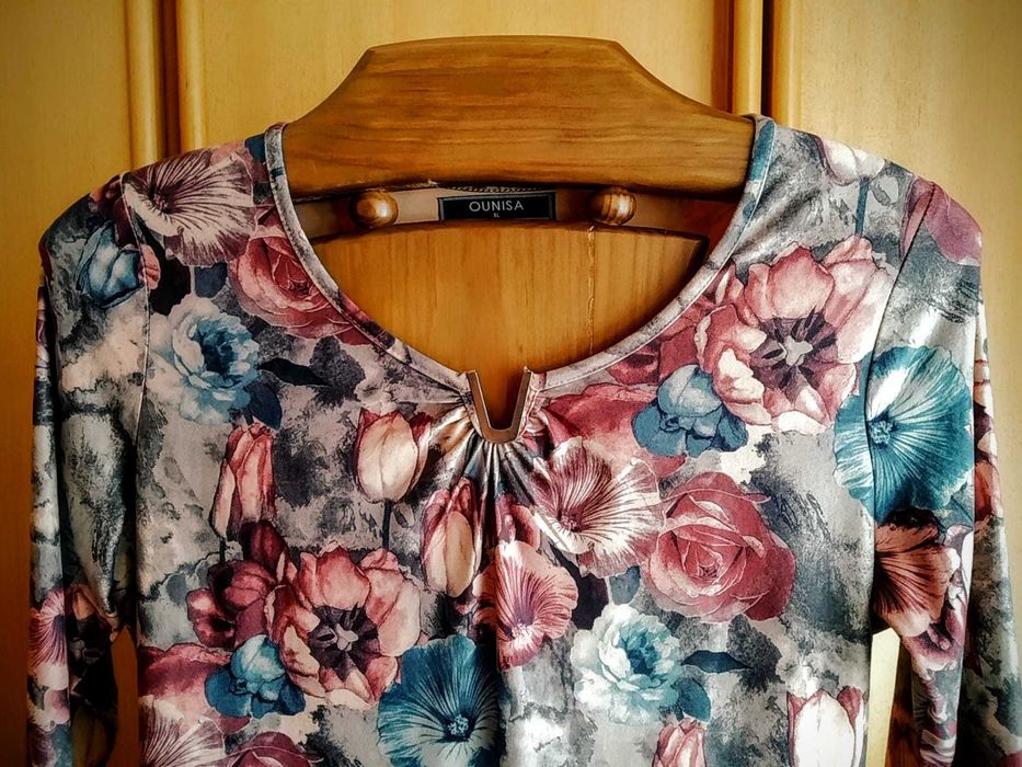 (NOVO, PORTES GRÁTIS) Vestido Com Estampado Floral - OUNISA - Tam. XL