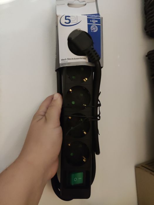 Tripla bloco régua 5 tomadas on off 16A