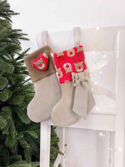 Новорічний носок чобіток для подарунків декор Різдво