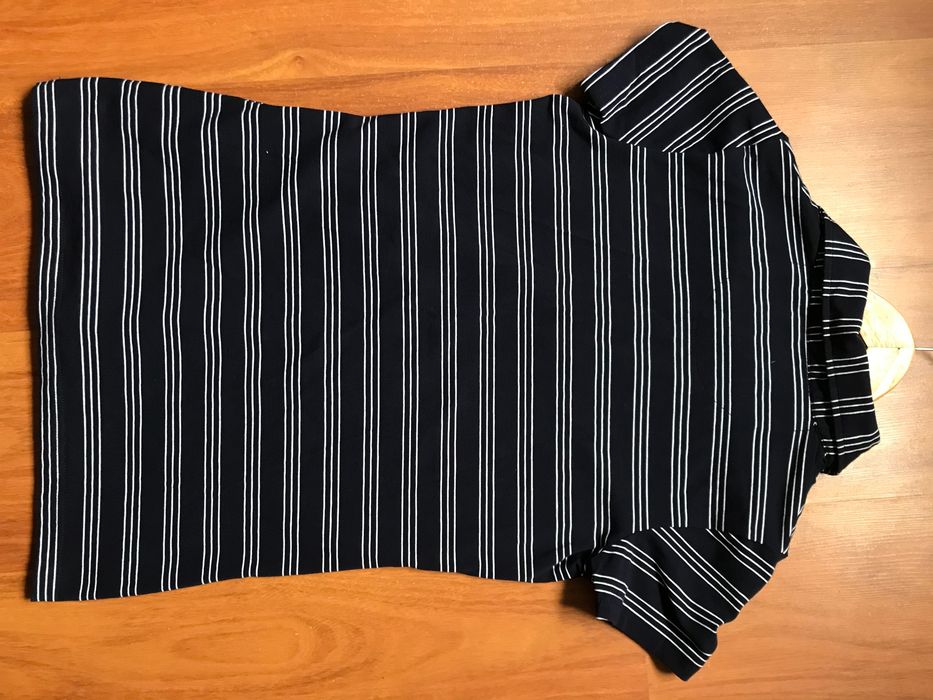 [Quebramar] Polo cintado azul escuro às riscas original