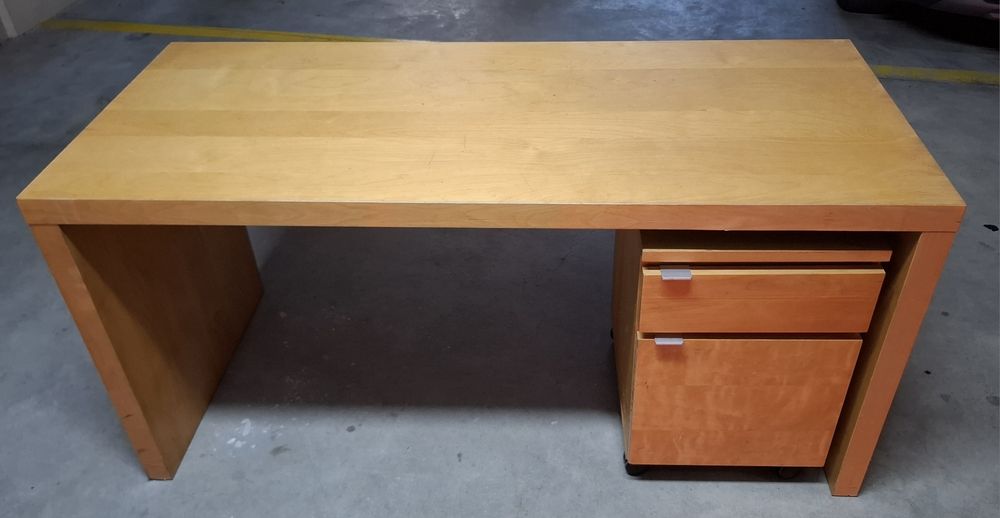 IKEA JONAS/MALM - secretária c/ painel deslizante e blocos de gavetas