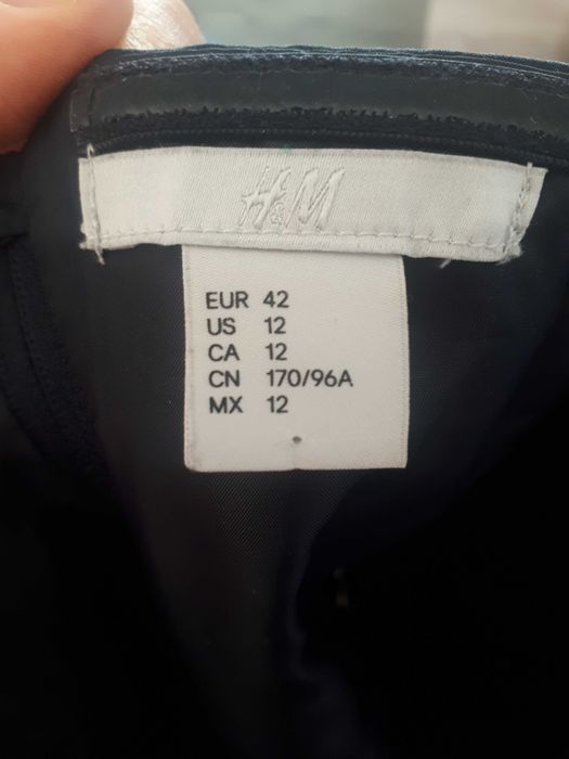 Grafitowo-granatowa sukienka bez ramion H&M rozm. 42(40)