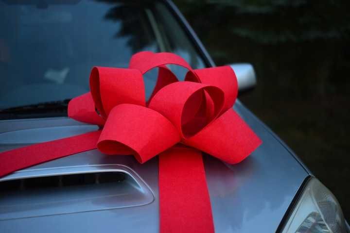 Elegancka DUŻA Kokarda z wstęgami na auto samochód 60cm PREZENT